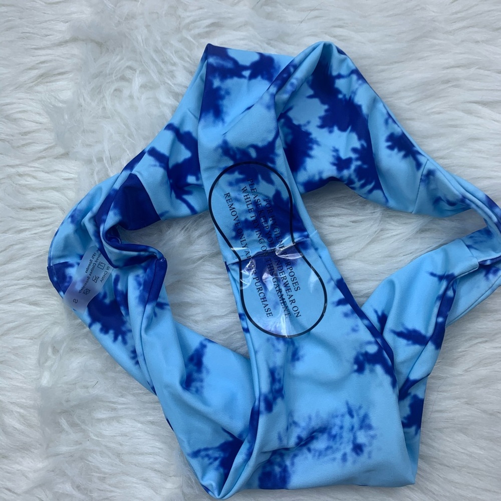 👙New! “LEAH” High Waisted Blue Tie Dye Bikini - Picture 6 of 9